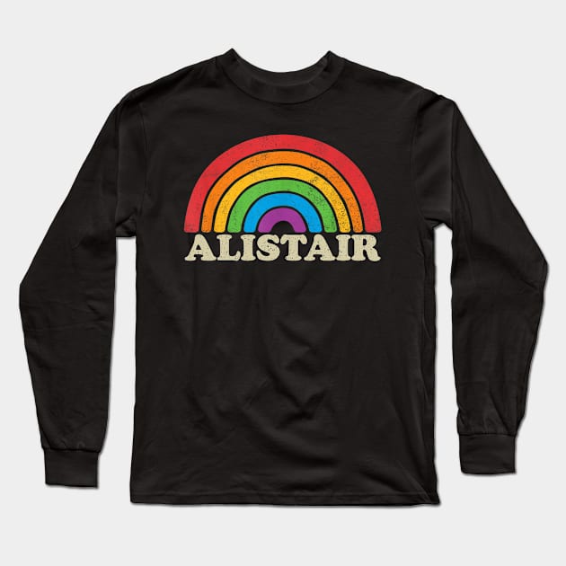 Alistair - Retro Rainbow Flag Vintage-Style Long Sleeve T-Shirt by ermtahiyao	